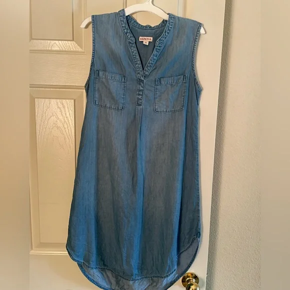 merona denim dress Sleeveless denim dress